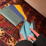 [French calf] <br>L zip long wallet<br>color: dark green