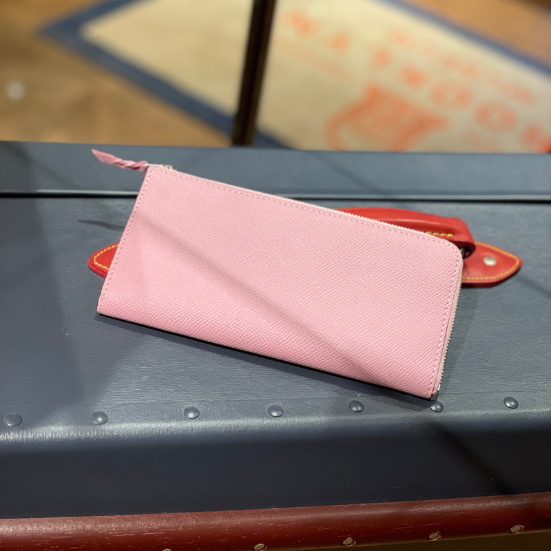 [French calf] <br> L Zip Long Wallet <br> Color: Mauve Pink