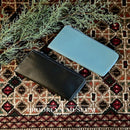 [French calf] <br> L Zip Long Wallet <br> Color: Navy x Turquoise Stitch