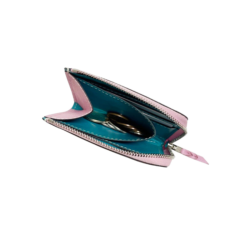 [French calf] <br> Half L zip wallet <br> Color: Mauve Pink